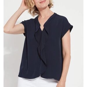 Navy Blue, V Neck Blouse